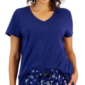 Charter Club Women's Solid V-Neck Short-Sleeve Sleepwear Top#113